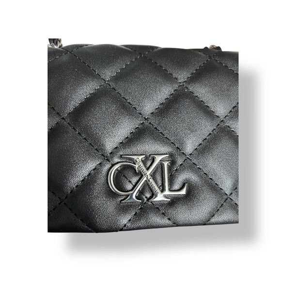 CXL by Christian Lacroix Black Quilted Vegan Leather Shoulder Bag Valo Chain $88 - Picture 9 of 12